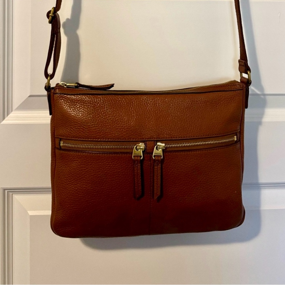 Fossil Tan Leather Crossbody Bag